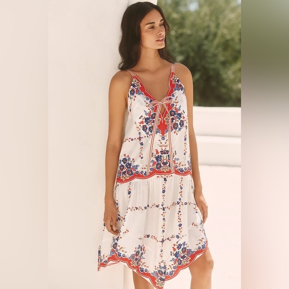 Anthropologie Dresses & Skirts - NWT! Anthropologie Celandine Plunge-Neck Drop-Waist Cotton Midi Dress Size XS ⚫️